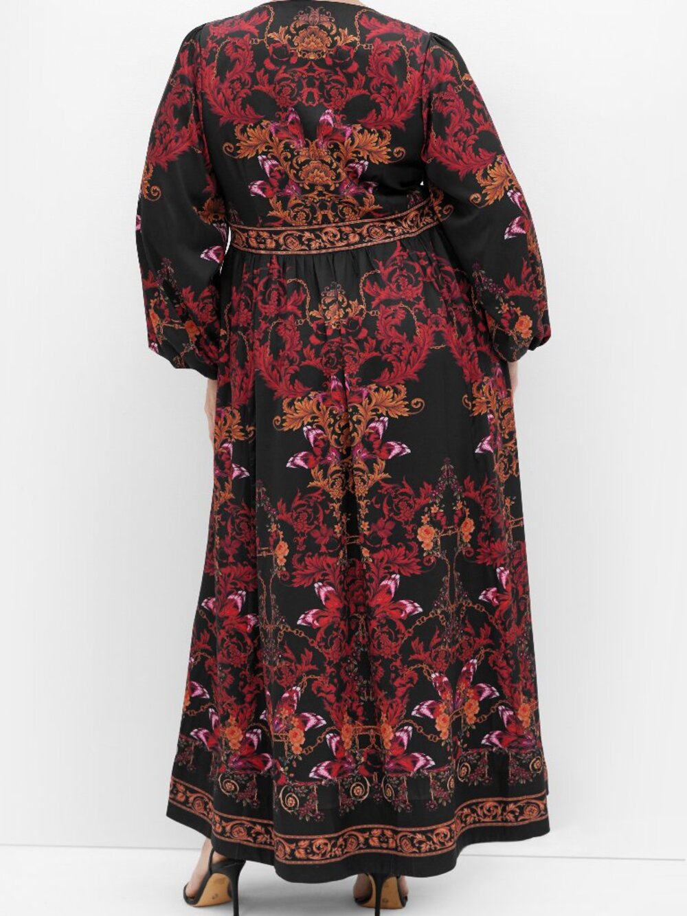 City Chic Ivanna Ruby Maxi Dress Puff Sleeve Cutout V Neck Size 16 NWT - Picture 3 of 4